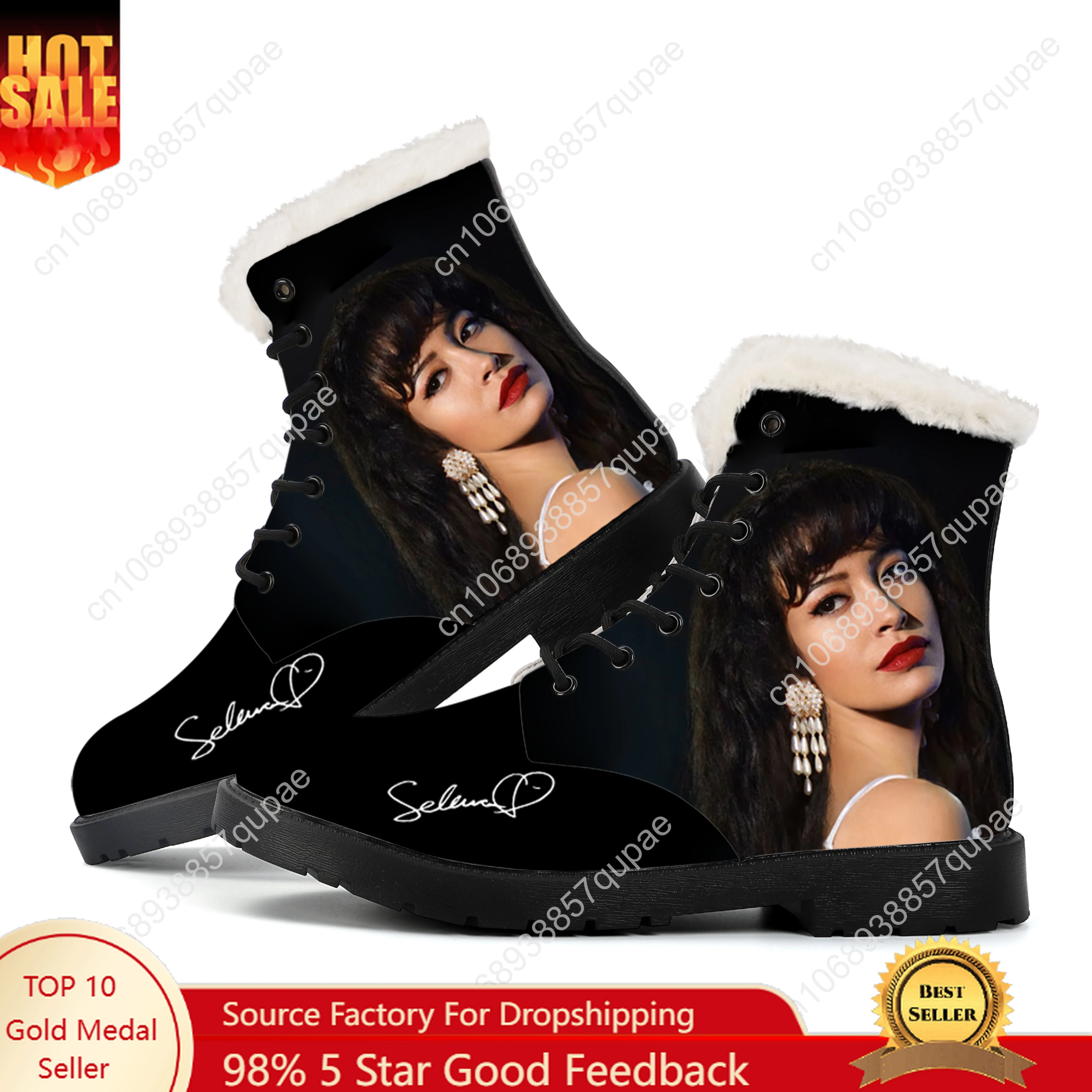 

Selena Quintanilla Singer Plush Boots Mens Womens Teenager Shoes Casual Boot Light Couple American Queen of Music Customize Shoe