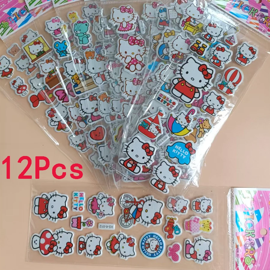 12 قطعة من ملصقات فقاعات حديقة الحيوان سانريو ملصقات ثلاثية الأبعاد ملصقات كرتونية صغيرة ألعاب الأطفال ملصقات دفتر الثلاجة والهدايا #1