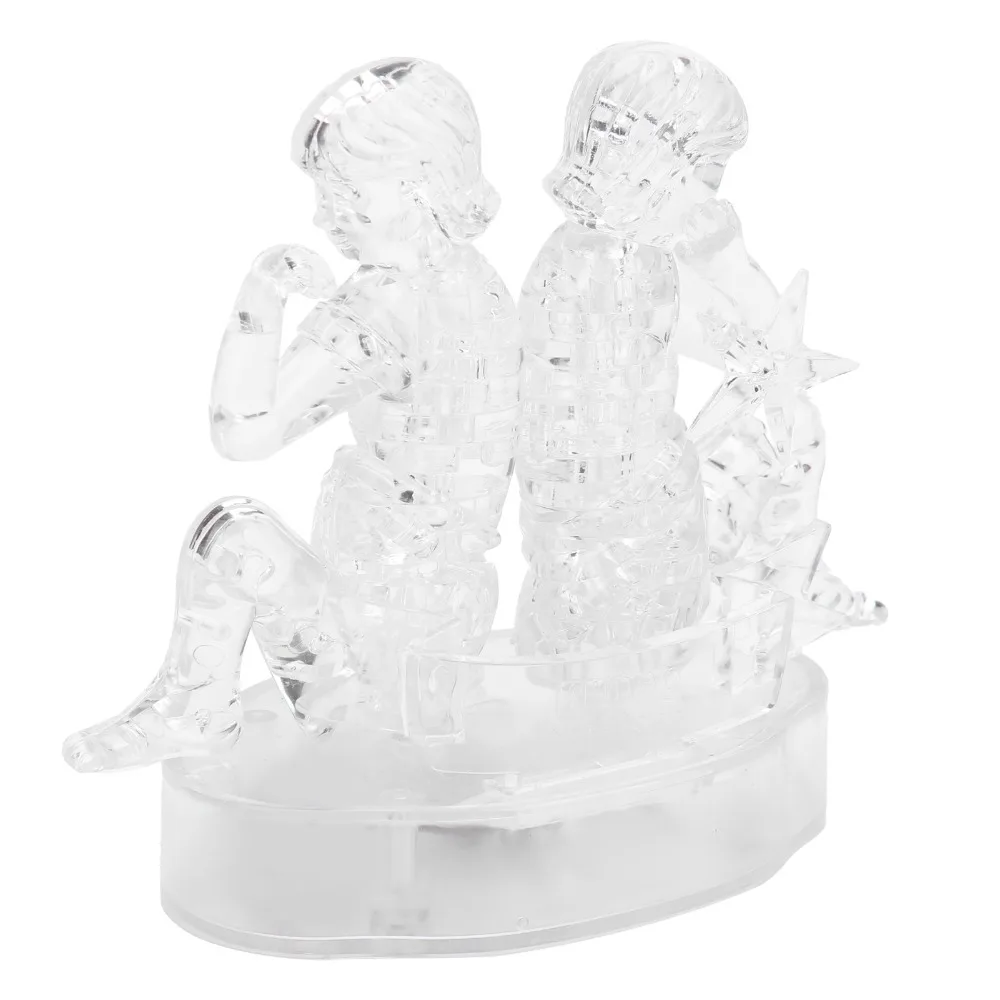 Gemini Shape Constellations Crystal Puzzle Three-Dimensional DIY LED Light Puzzle Crystal Puzzle Jigsaw Desktop Decoration
