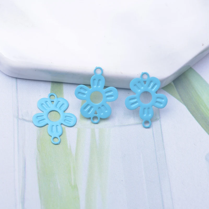 100 Stück/Lot AC10887 10*14mm Messing Kleine Blumen-Verbindungsstücke Bunte Schmuck-Ohrring-Accessoires – Detail 8