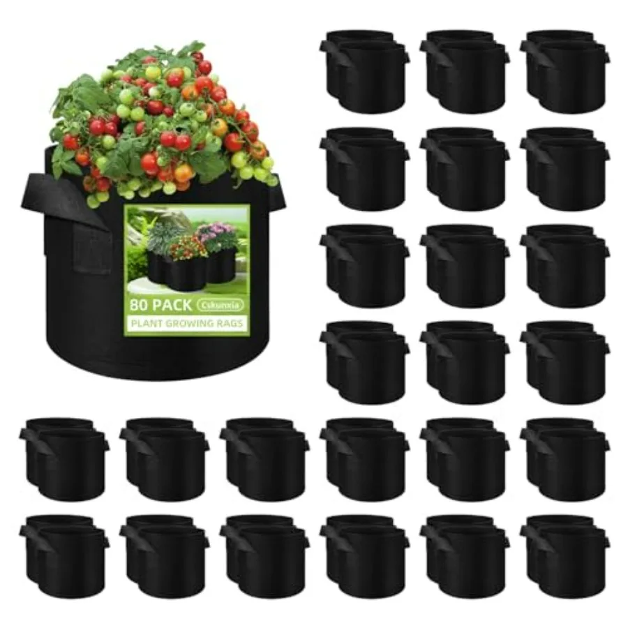 Garden planting bags for potatoes, carrots, tomatoes, fruits, flowers, evergreen; non-woven fabric; black; breathable, durable,