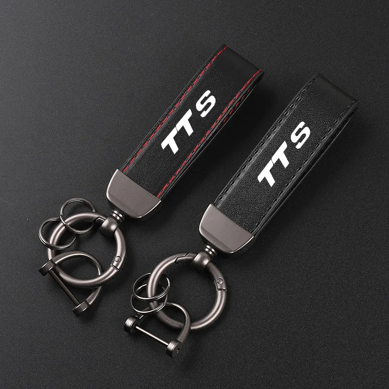 Deluxe Leather Keychain with Car Badge Keychain Pendant For AUDI TTS