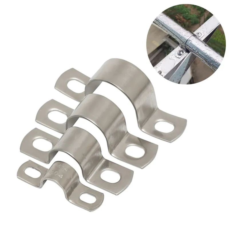 8,16.22.32.40 304 Stainless Steel Pipe Clamp U-tube Pipe Support Pipe Buckle Throat Band Water Pipe Clamp  Ohm Hoop Riding Card