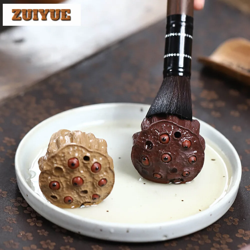 Handmade Shower Head Zisha Tea Pet Yixing Purple Clay Tea Play Figurine Toys Good Luck Sculpture Crafts Tea Table Accessories