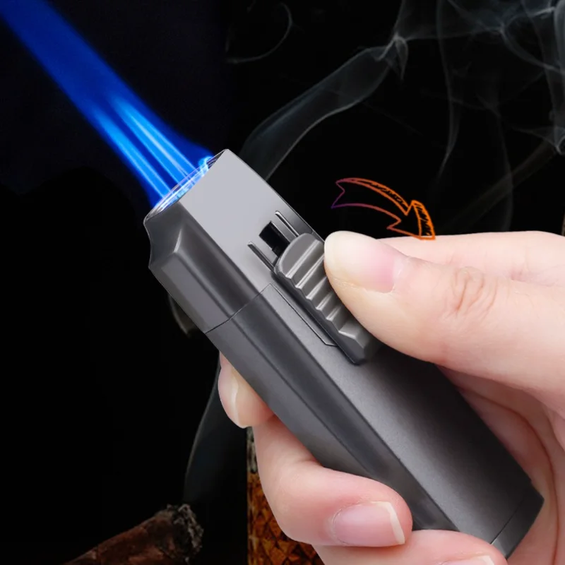 

New Inflatable Blue Flame Lighter Cigar Igniter Windproof Open Fire Cigarette Lighters & Smoking Accessories Factory Direct Sale