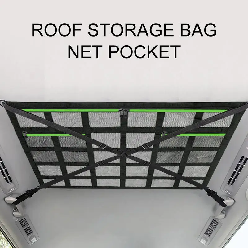 Cargo Net For Inside Car Roof Car Ceiling Cargo Net Pocket Large Capacity Net Pocket Droop Less Double-Layer Strengthen