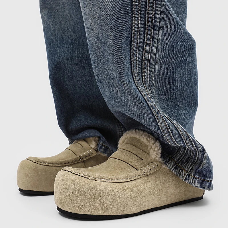 الشتاء رجل حذاء رسمي موضة أحذية قيادة الذكور حذاء رجالي لينة الجلد المدبوغ أفخم الدافئة حذاء رجالي كاجوال الأخفاف الانزلاق على الشقق