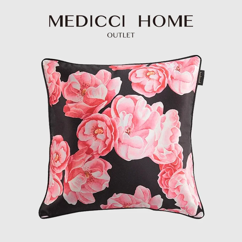 Medicci Home Cushion Covers 2021 Summer New Arrival Garden Bloom Floral Print Silky Smooth Throw Pillow Case Contemporary Art