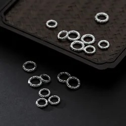 1pc/lot 925 Sterling Silver Fashion Uneven Surface Circle Loose Beads 8mm 10mm Round Connector Spacer Charms DIY Jewelry Making