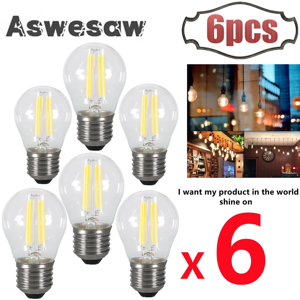 

Selling G45 LED Vintage Lamp E14 E27 220v Candle Bulb 2W 4W 6W 8W Filament Glass bulb retro candle lamp High light transmittance