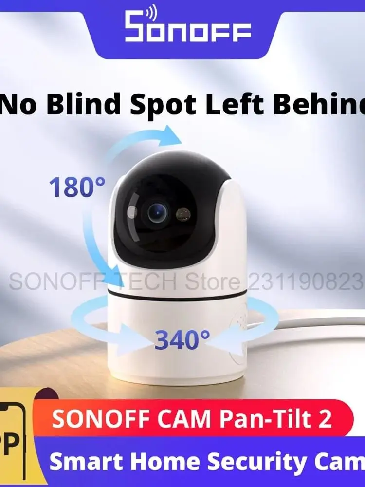 SONOFF CAM Pan-Tilt 2 Inteligentna kamera bezpieczeństwa w domu z noktowizorem 360 °   Panoramiczne wykrywanie ludzi i ruchów za pośrednictwem Alexa — zdjęcie produktu 7