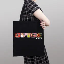 Aesthetic Spice Girls Print Canvas Bag Women's Shoulder Bag Fashion Large Capacity Shopping Shopper Ladies Hand Bags Tote Bags