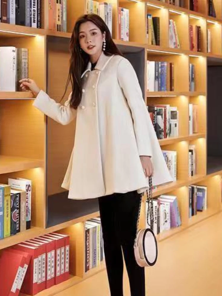 Manteau en Mélange pour Femme, Vêtement d'Extérieur Élégant, Streetwear, Mode Coréenne, Design Doux, Automne Hiver