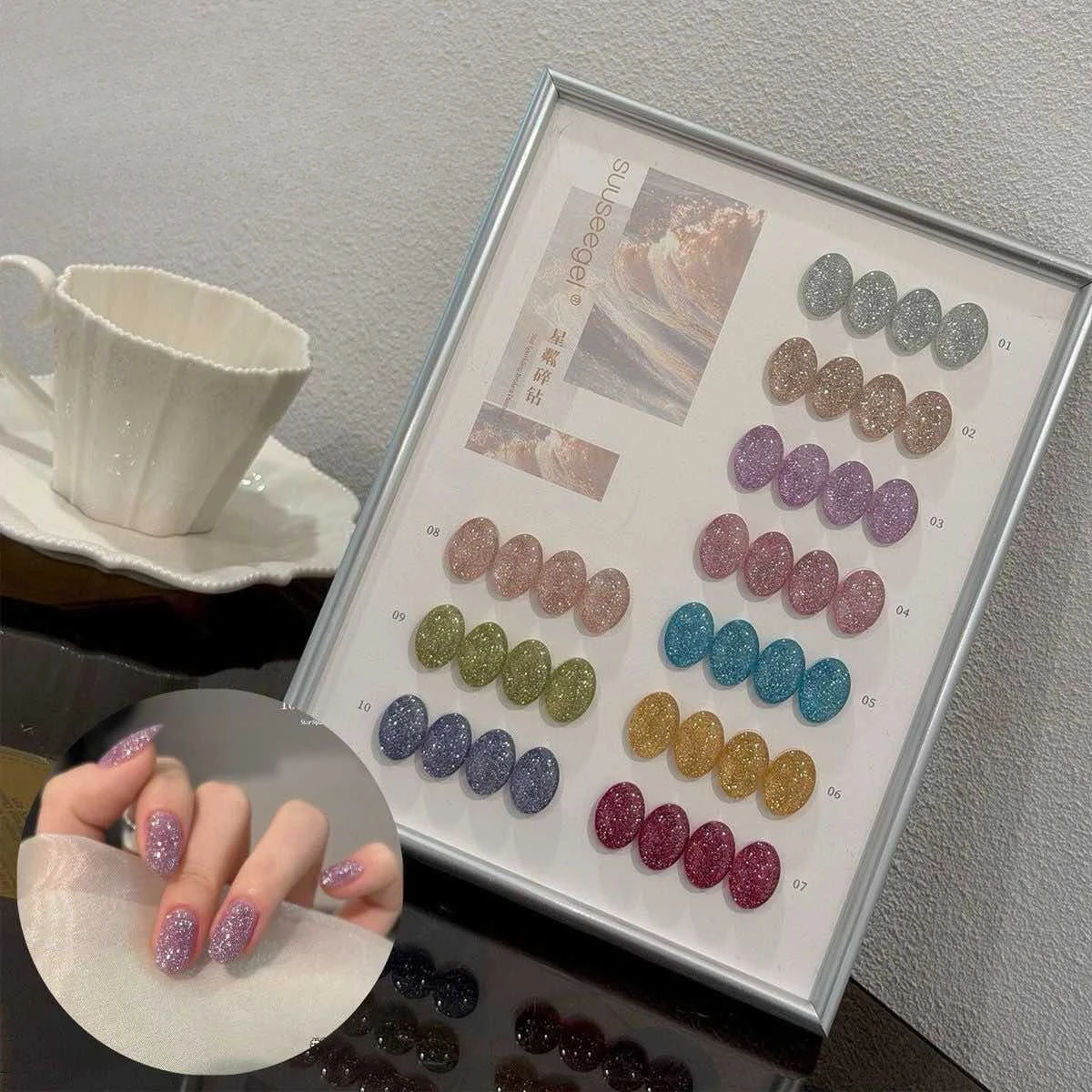 Esmalte em Gel com Brilho Estrelado em 10 Cores, Material de Pó Opalino Refletivo de Alta Densidade para Arte de Unhas