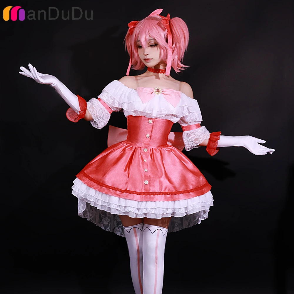 

Костюм для косплея аниме Puella Magi Madoka Magica Kaname Madoka, розовое платье, ролевая игра, комикс с искусственными париками на Хеллоуин, реквизит для анимации