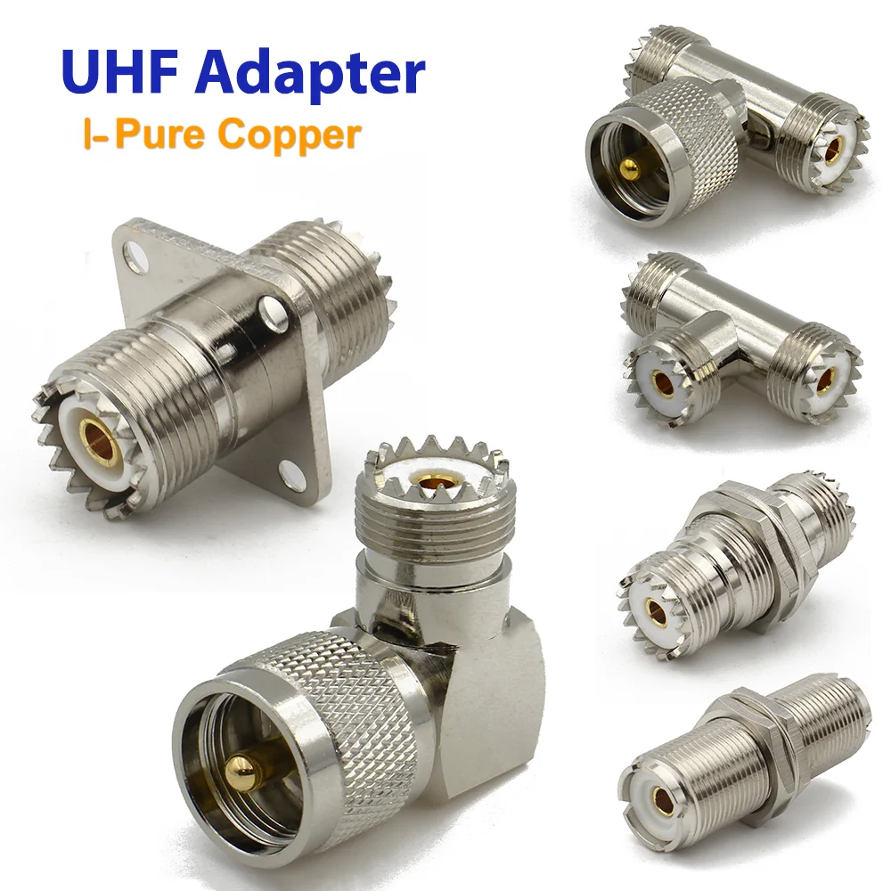 

SO239 UHF PL259 Male Female Mount Socket Connector SL16 SO-239 PL-259 To UHF flange T RIGHT ANGLE 3 WAY RF Coaxial Coax Adapter