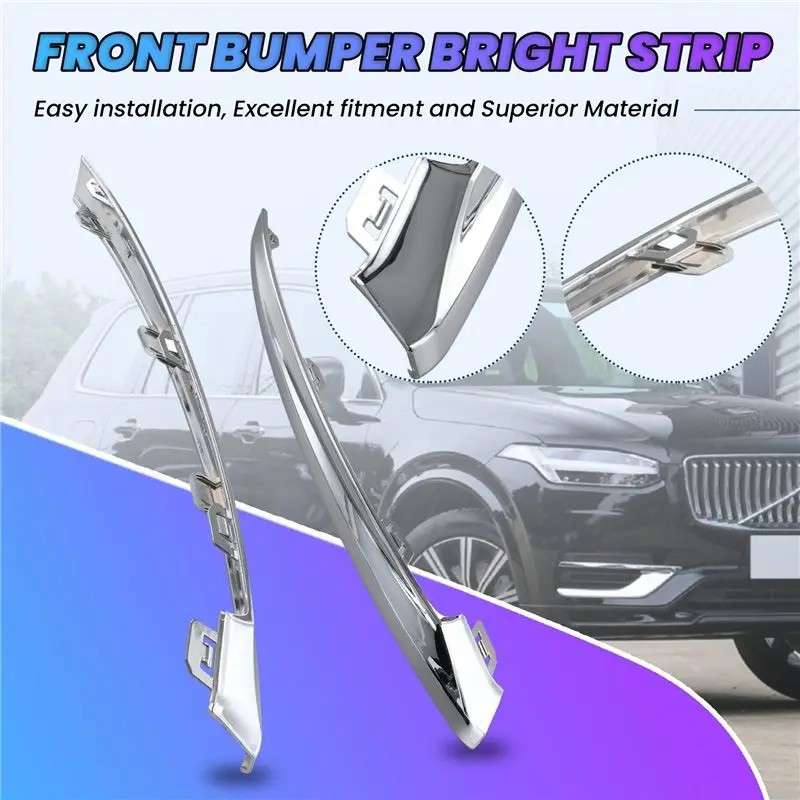 1 Pair For Volvo XC60 MK2 2022 Car Front Bumper Bright Strip Chrome Plated 32227905 32227906-A28K