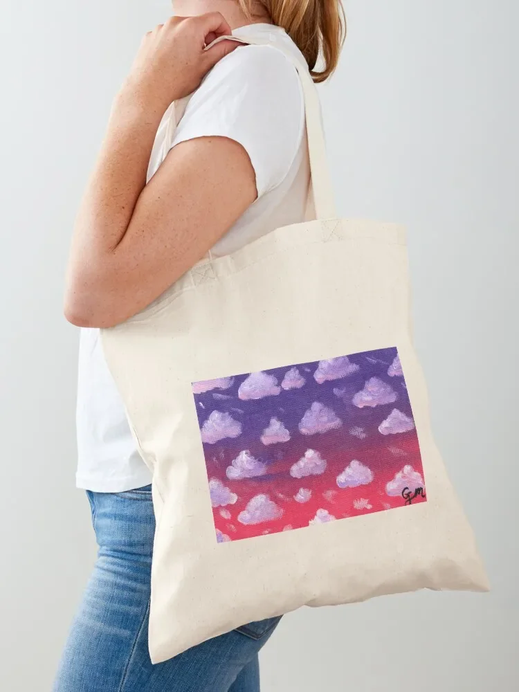 

Purple Clouds Tote Bag hand bag tote bags aesthetic Big bag women custom canvas