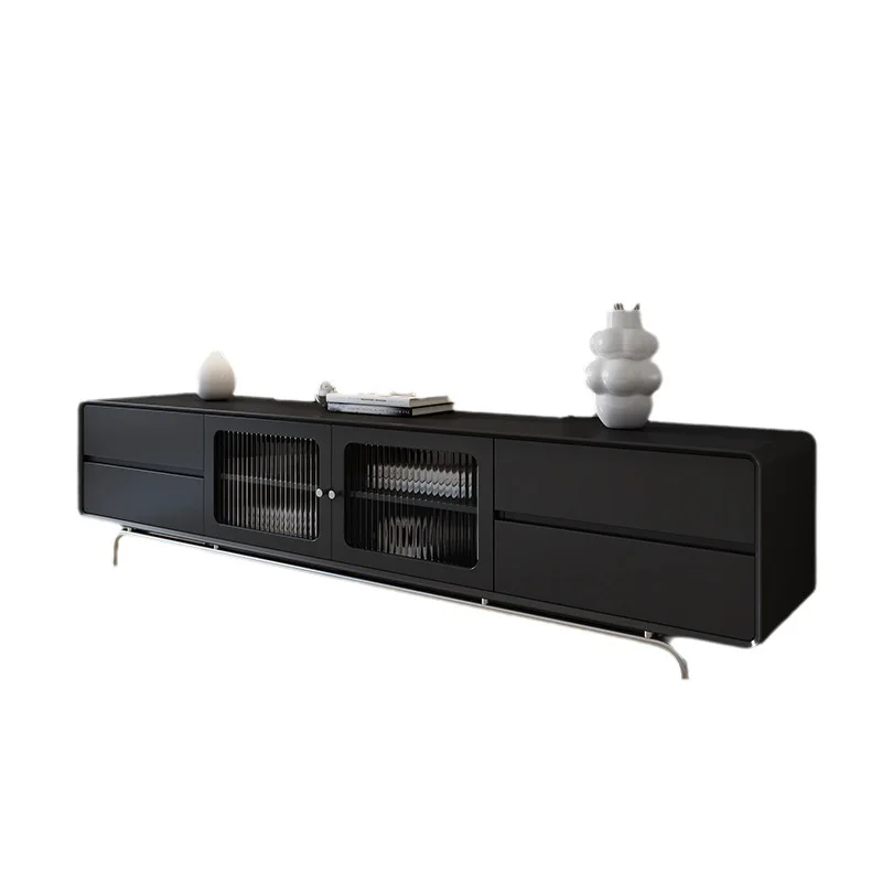 

French retro TV cabinet black solid wood American medieval audio-visual