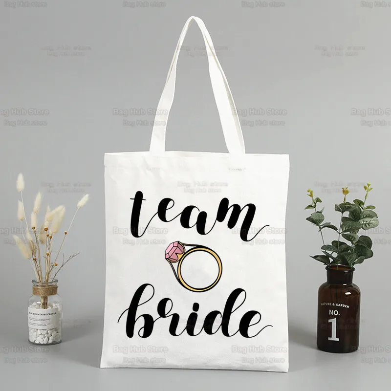 Bolsa de compras de ombro para mulheres, sacolas de despedida de solteira, Eco Shopper, Bridesmaid Wedding Party, Team Bride