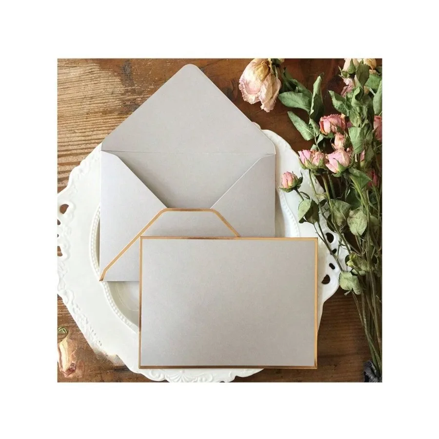High-end Business Invitation Card with Gold Foil Stamping Envelope, Colored Offset Paper, Western-style Envelope