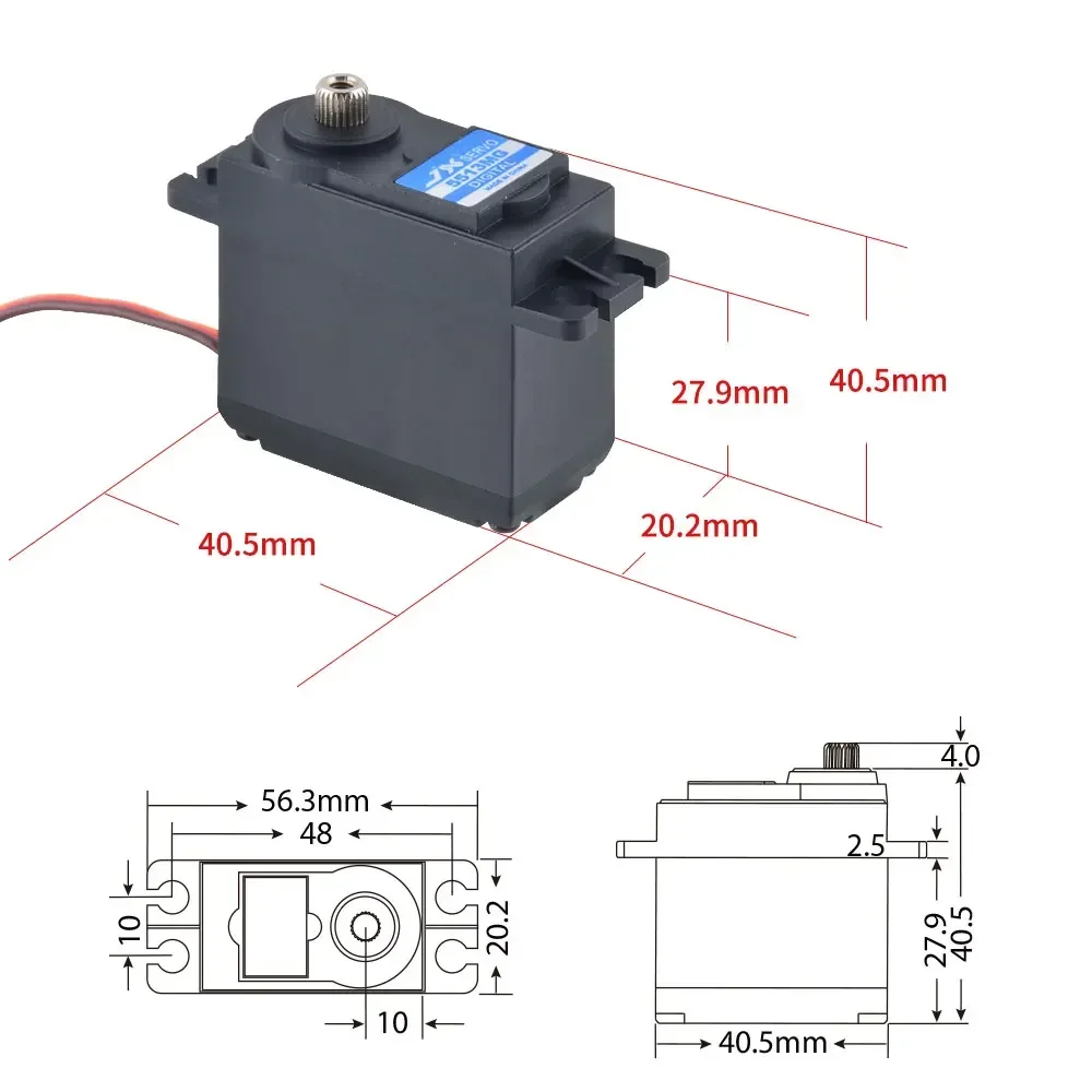 JX Servo PDI-5513MG 13kg Metal Gear High Torque Standard Digital Servo For 1/10 1/18 RC Models RC CAR, Track.Airplane