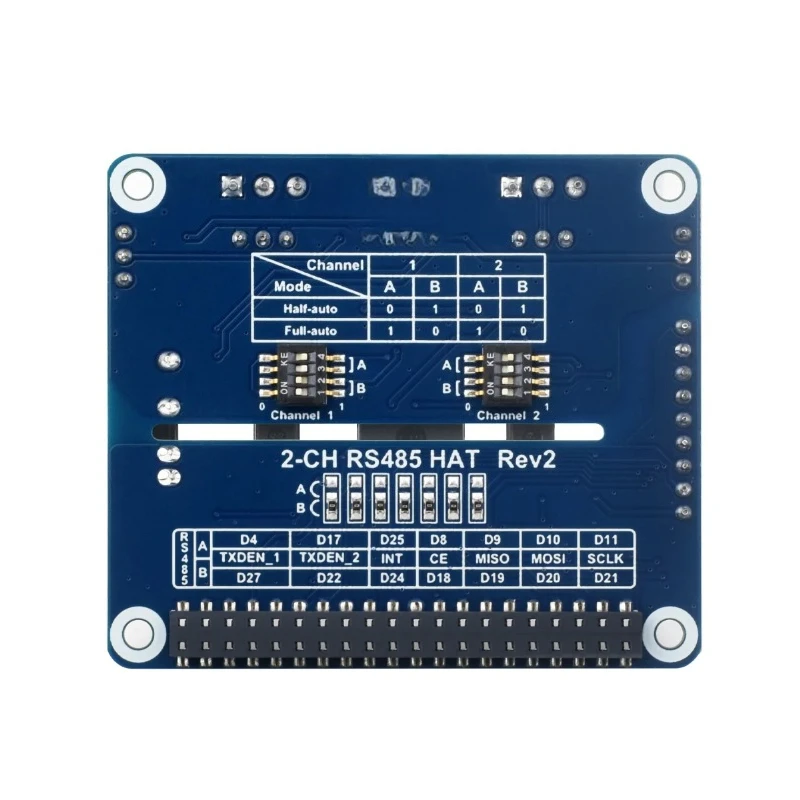 1Pcs 2-Channel Isolated RS485 Expansion HAT With Multi Onboard Protection Circuits. for Raspberry