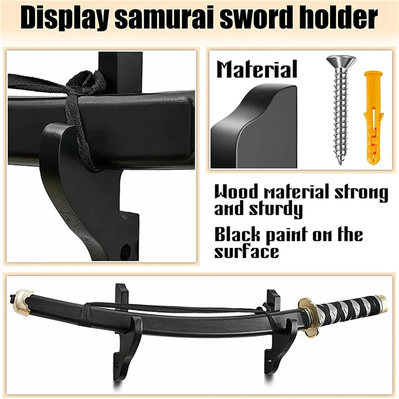 EDT-12 juegos de soporte de pared para espada, soporte ajustable para espada, soporte de madera para artes marciales, suministros de exhibición de montaje en pared samurái