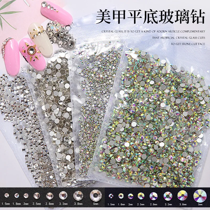 1440pcs Glitter Crystal AB/Clear Rhinestones SS3-SS20 Non Hotfix FlatBack Strass Sewing/Fabric/ Nail Art Rhinestones Decorations