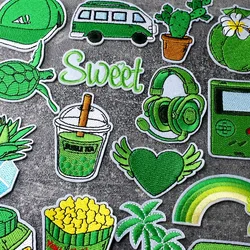 Bevanda tartaruga Cactus verde cartone animato patch ricamo Applique vestiti forniture per cucire bambino decorativo carino ferro sui distintivi