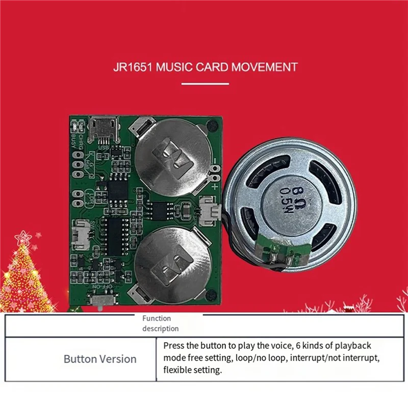 B63B-2X Modulo audio registrabile Pulsante di controllo Chip audio 8M MP3 WAV Lettore vocale musicale Scheda programmabile con altoparlante