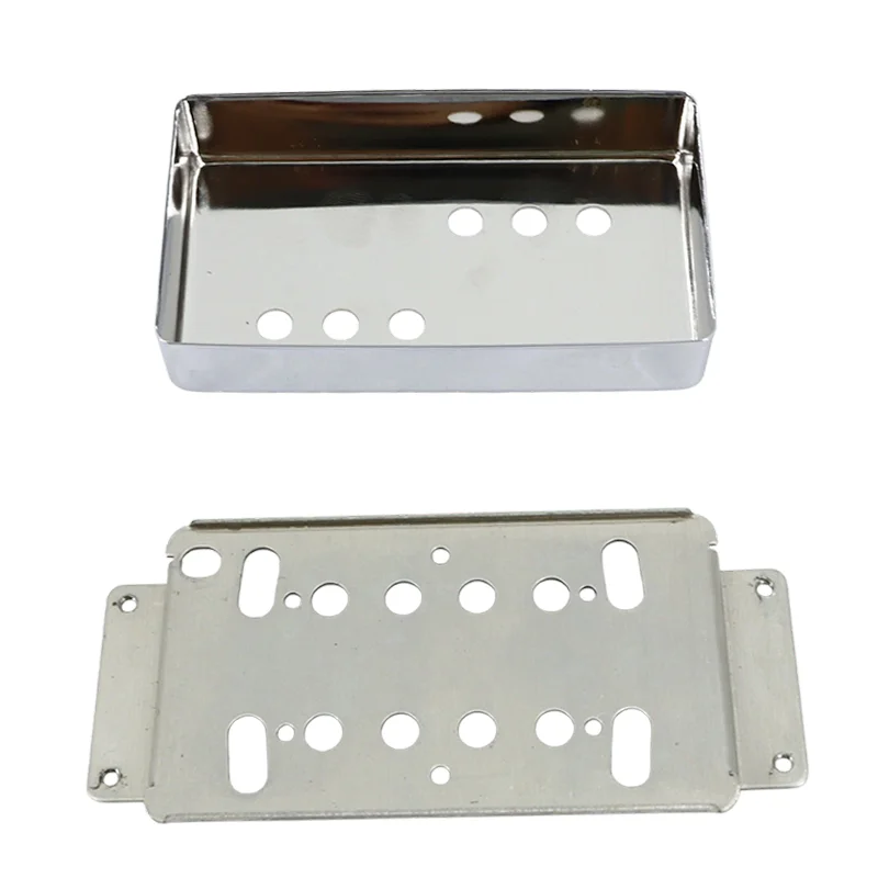 2 Sets Humbucker Pickup Covers with Baseplates 50/52mm Pole Spacing Chrome Covers for LP Style Electric Guitar Replacement
