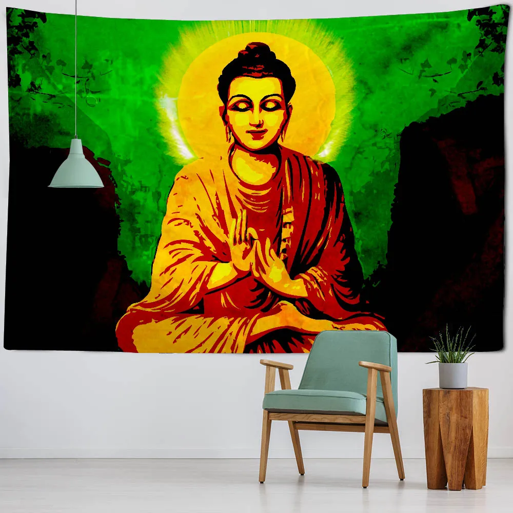 Meditation Buddha Statue Tapestry Wall Hanging Bohemian Home Art Decoration Hippie Wall Hanging Cloth Background Poster