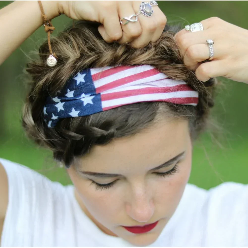 Bandana de tubo con bandera americana para hombres y mujeres, turbantes, diadema multifuncional sin costuras, polaina de cuello a prueba de viento y