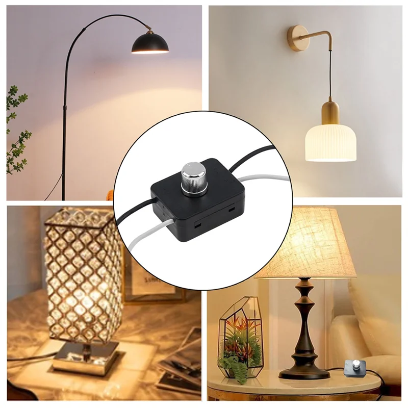 HRBAJ-Built-In Dimmer Switch Combo Kit 120V Rotary Canopy Dimmer Switch Replacement For Table Lamps / Floor Lights