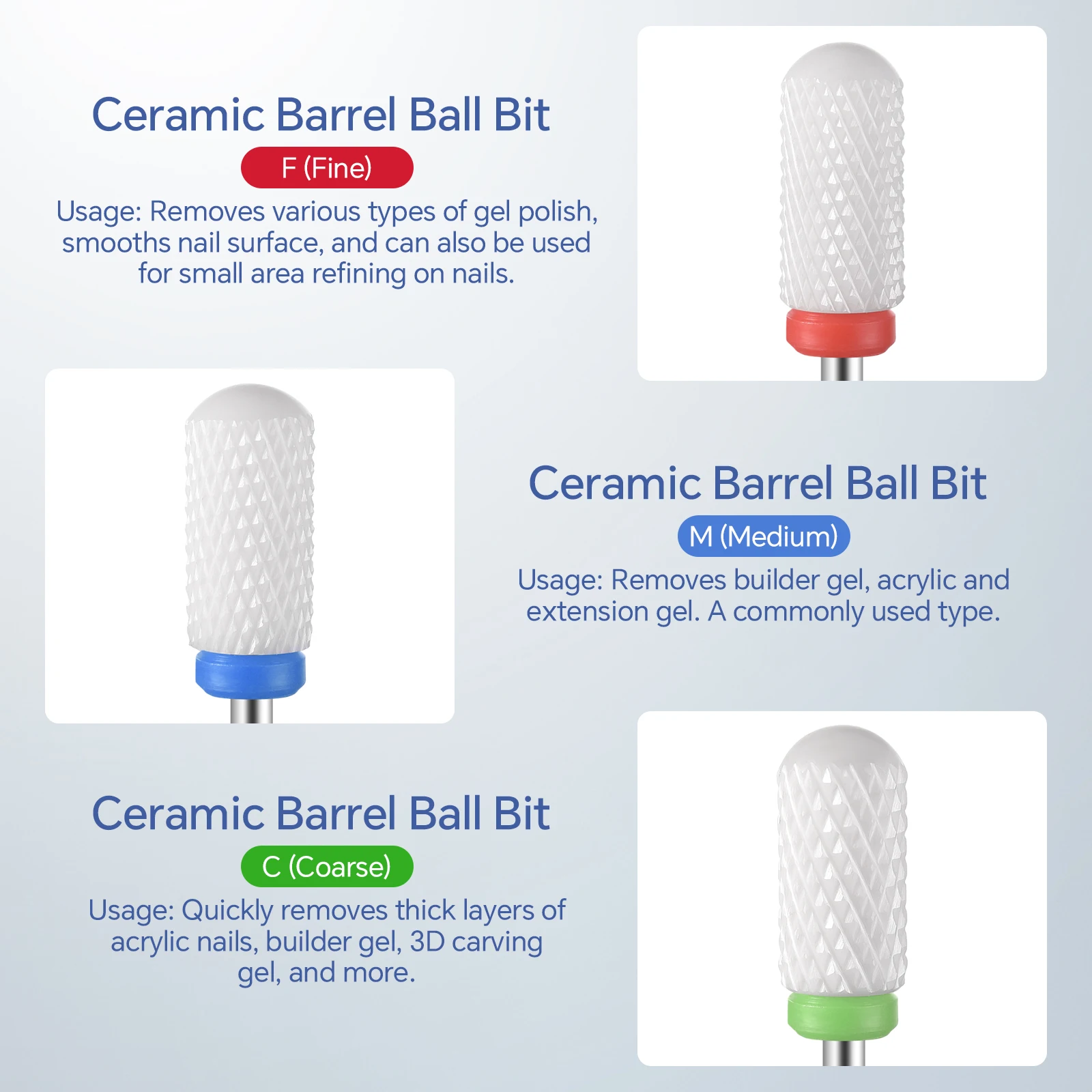 10 stks/set Nail Boor Snijders Set Voor Manicure Keramische Nagelboor Maïs Vorm Gel Polish Remover Cutter Elektrische Bestanden tool