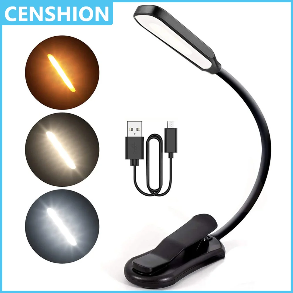 

Светодиодный светильник для книг, перезаряжаемый через USB, 3-уровневый, теплый, холодный белый, дневной свет, портативный, гибкий, удобный зажим, ночник, складная лампа для чтения