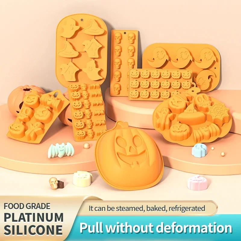 Thanksgiving & Halloween Themed Silicone Pumpkin Molds for Baking Freezing Chocolate Pudding & Candle Making