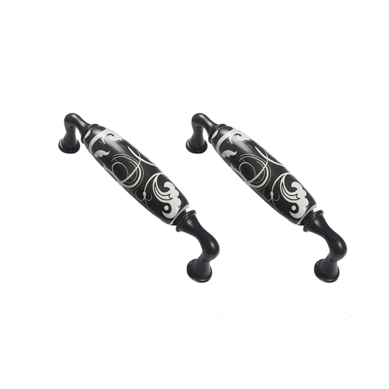 LUDA 2PCS Vintage Handle Zinc Alloy Door Handles Cupboard Drawer Cabinet Handle Pull Black Knobs For Home Bedroom Kitchen