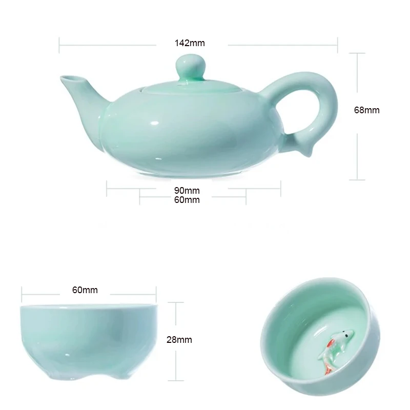 7pcs Tea Set :1pc teapot +6pcs teacups ,Chinese Kung Fu ceramics tea Porcelain Heat Resistant Tea Cup Portable Puer Tea Cups