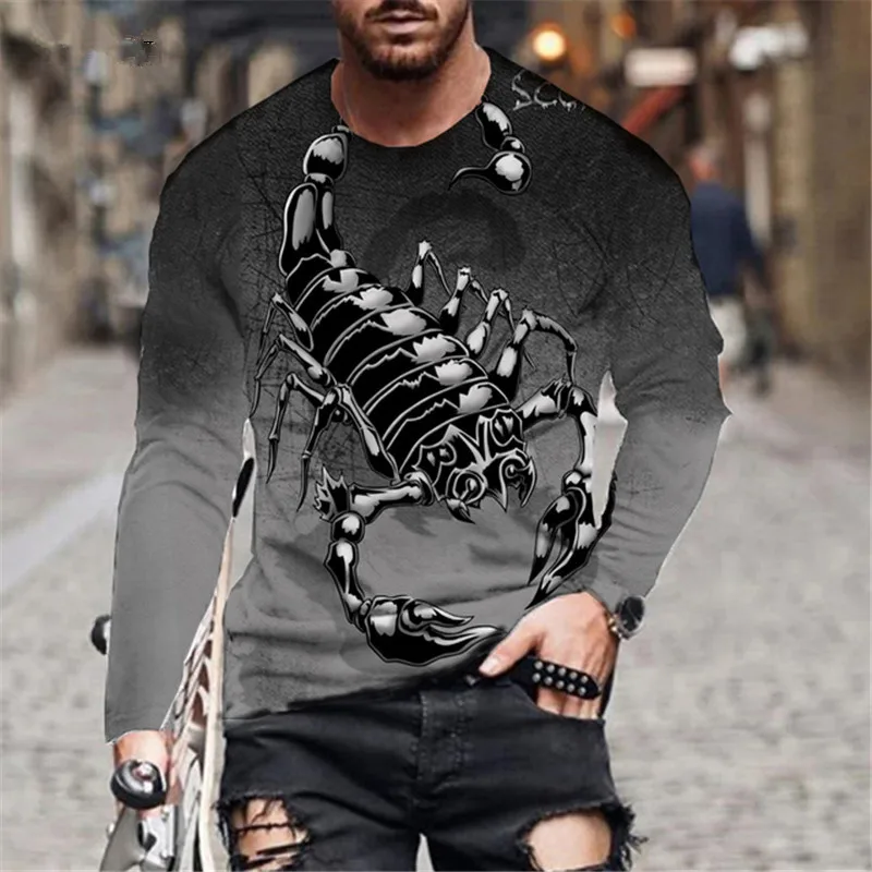 Fashion Animal Scorpion Pattern 3D Print T-Shirt Men Women Casual Long Sleeve T Shirts Oversized Harajuku Tees Tops Man Clothing image 6