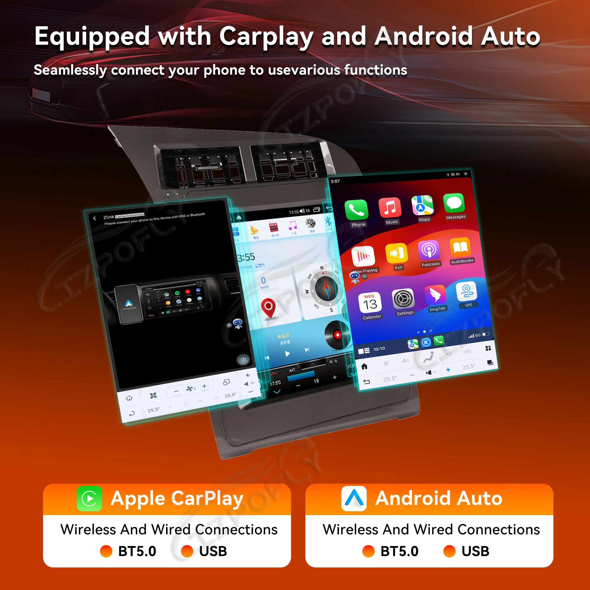 12.1 "السيارات أندرويد 14.0 ستيريو Carplay مشغل وسائط متعددة لأودي A6 2005-2011 راديو السيارة الملاحة 12.1 بوصة وحدة رأس الشاشة #2