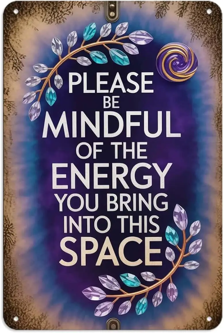 Mindful Energy tin Sign ( IN) | Retro Rustic Metal Wall Decor for Bar Kitchen Bedroom Garage Porch--Tin Sign