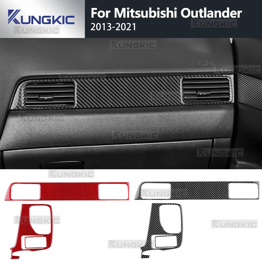 

For Mitsubishi Outlander 2013-2019 2020 2021 Real Soft Carbon Fiber Sticker LHD RHD Drive's Passenger's Air Outlet Frame Trim