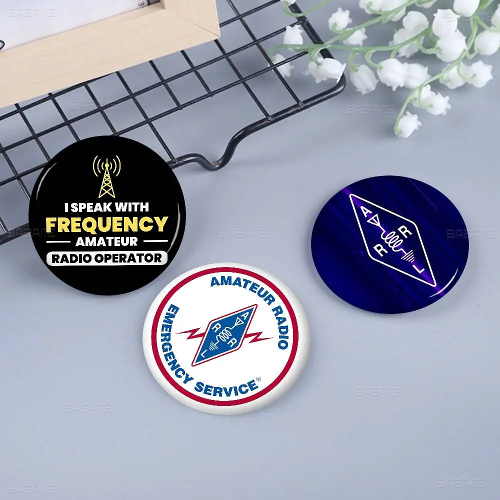 Licensed H-Ham Retro Radio Soft Button Pin Round Metal Badge Lapel Pin Parts Gift Friends Kid Jewelry