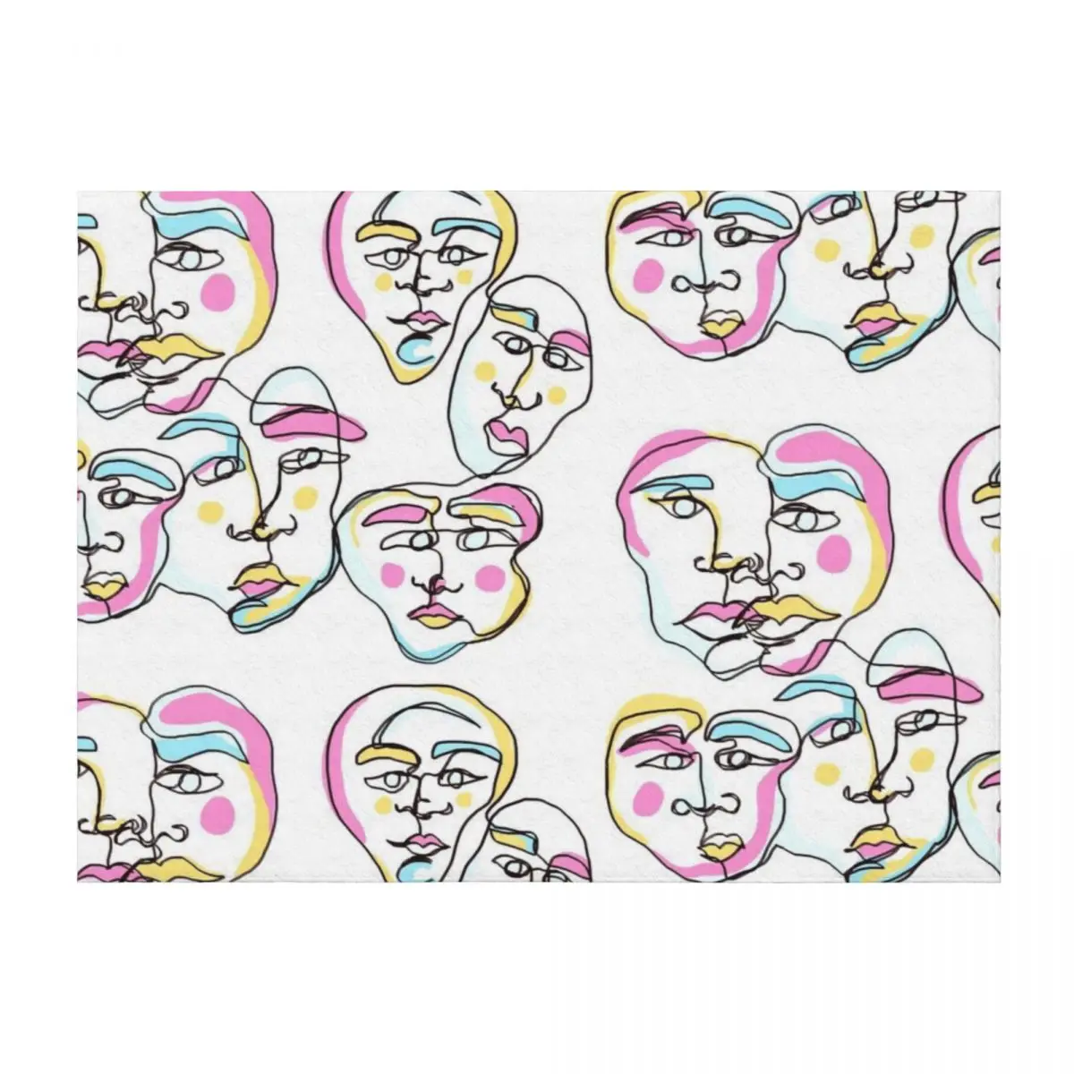 

fun abstract faces aesthetic Throw Blanket bed plaid Comforter Beach Blankets