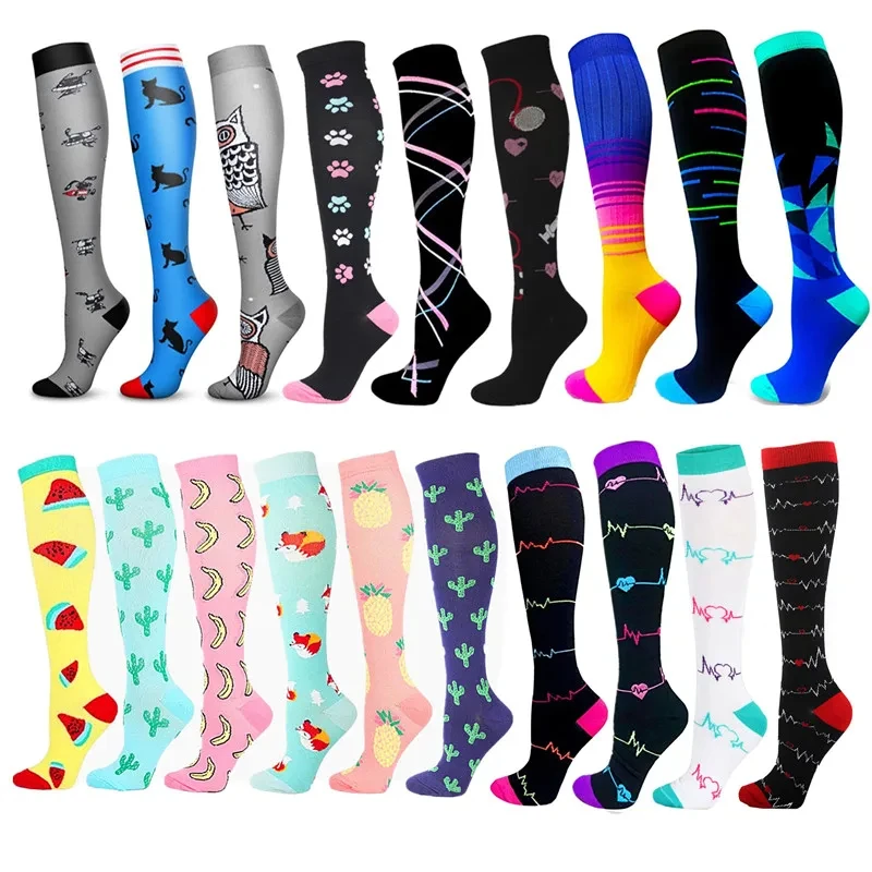 Calcetines de compresión para hombre y mujer, medias deportivas de nailon para correr, baloncesto, ciclismo, senderismo, venas varicosas, alivio del