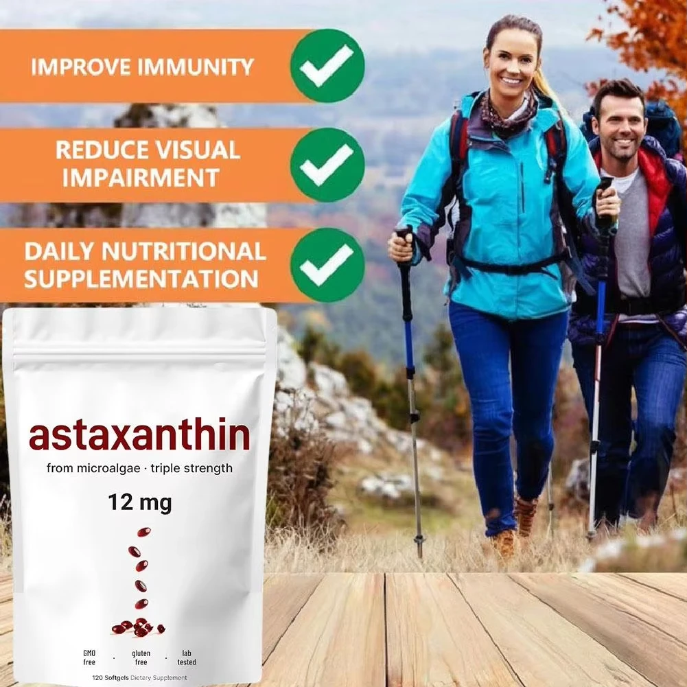 

Natural Astaxanthin Capsules 12mg - 120 Softgels Support Cardiovascular Health,Antioxidant,Metabolism,Eye,Joint,Skin Health