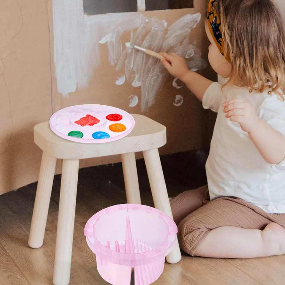 

2Pcs Artist Basin Sturdy Plastic Portable Reusable Bucket For Pen Clean 3In1 Paint Tub Pen Holder Kids Art Canvas
