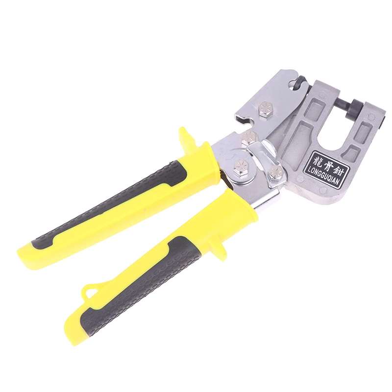 Crimpadora de perno con mango de acero, alicates de perforación de techo de doble mano, herramienta para paneles de yeso para fijar tachuelas y quilles de Metal